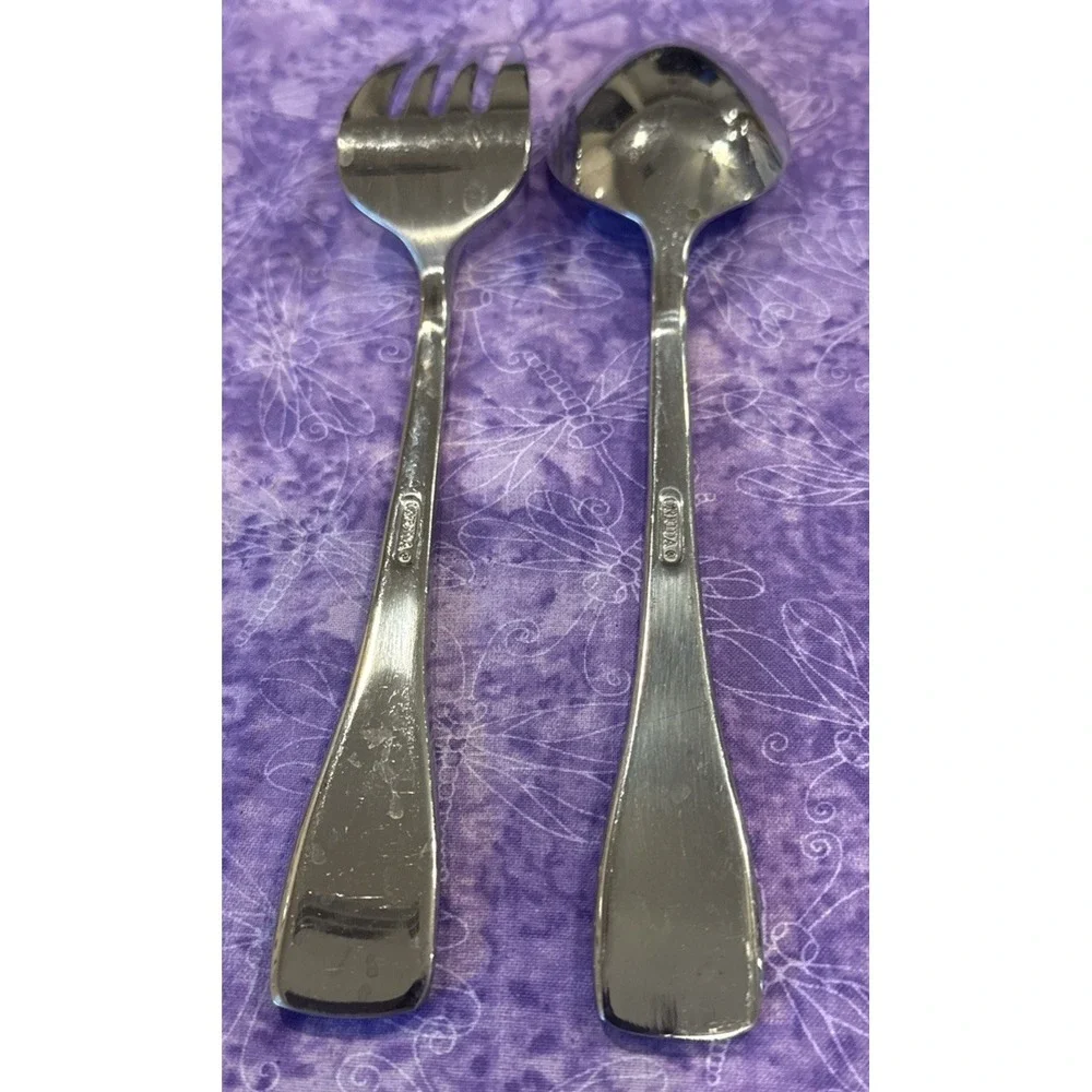 Oneida Surge Glossy Stainless Steel Flatware Serving Spoon‎ Meat Fork